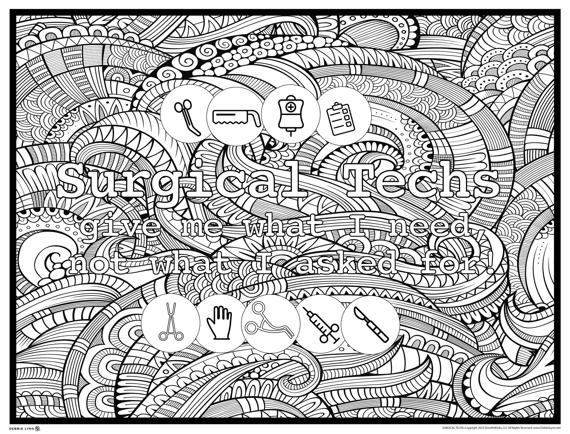 Surgical techs giant coloring poster â debbie lynn