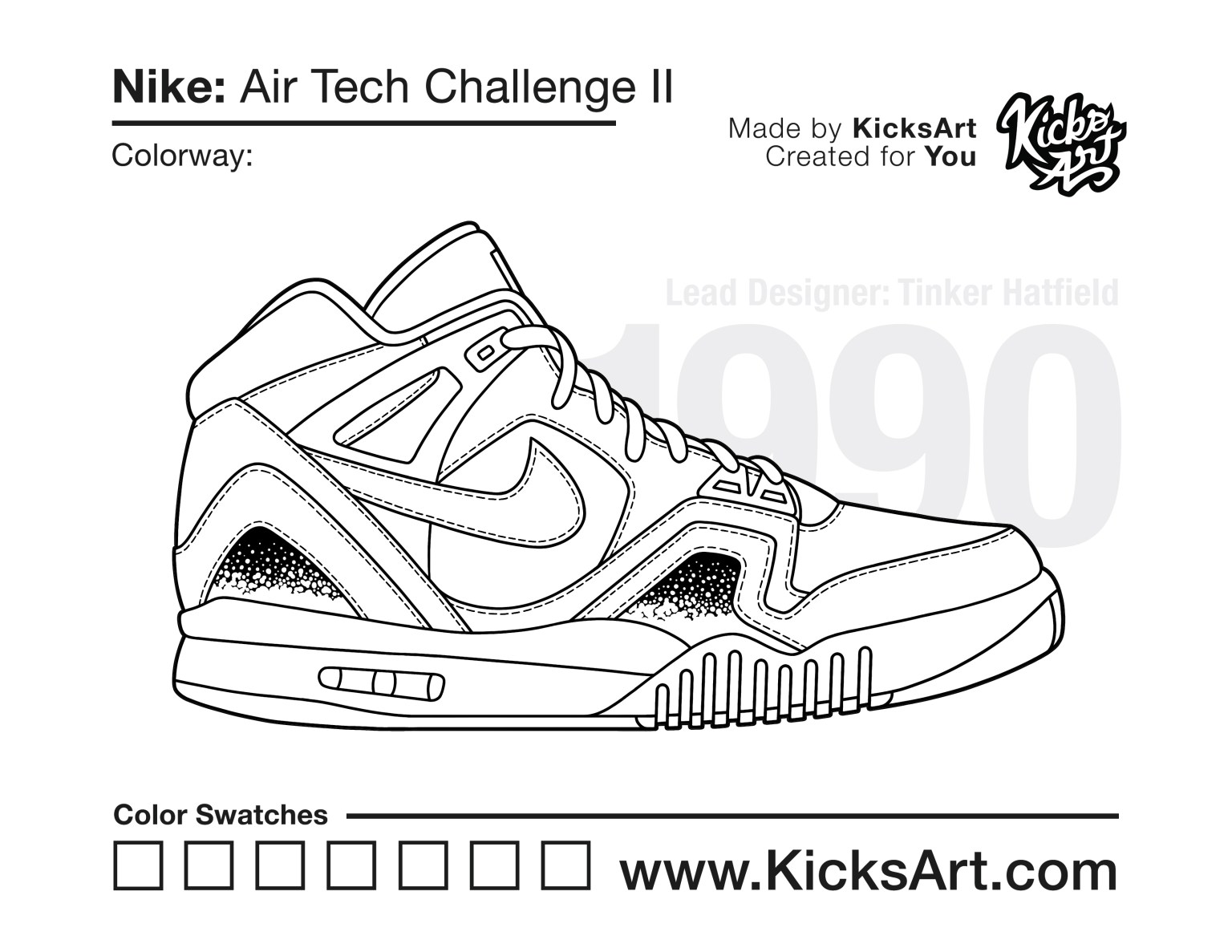 Nike air tech challenge ii sneaker coloring pages