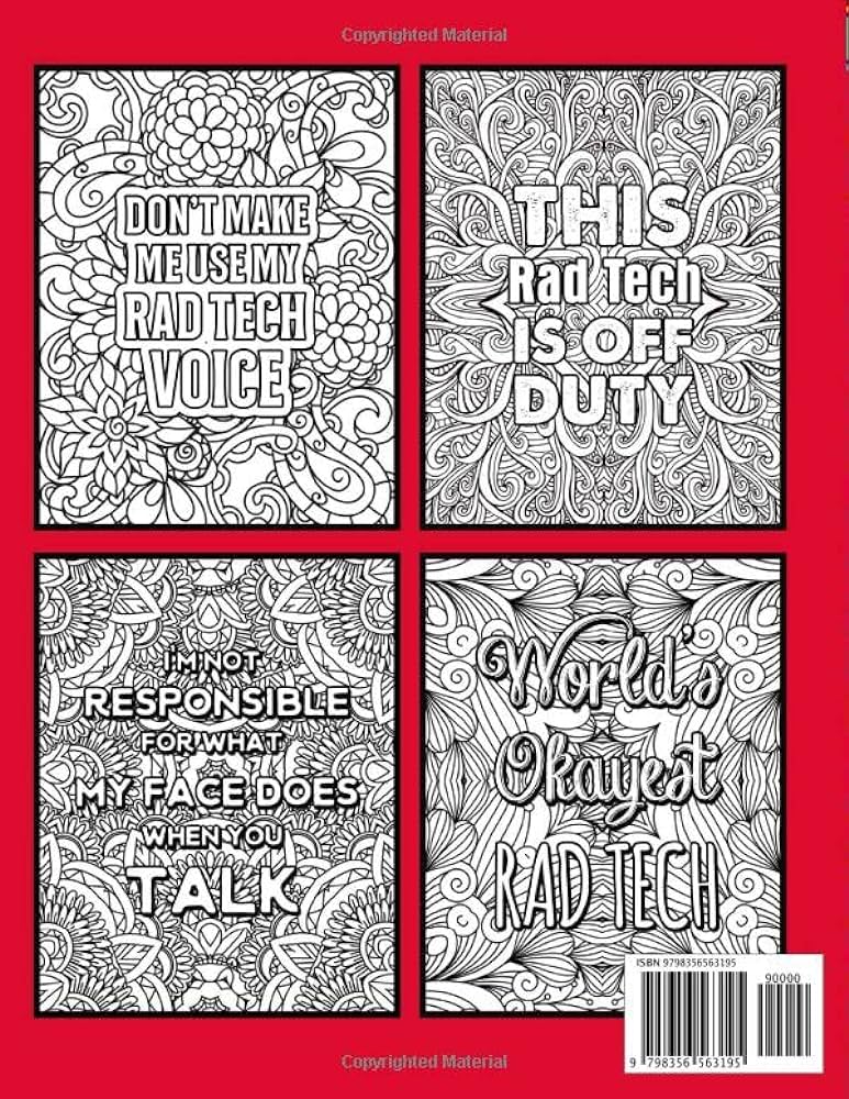 Rad tech coloring book for adults a hilarious funny radiology tech gift for women men to relieve stress press radreck books