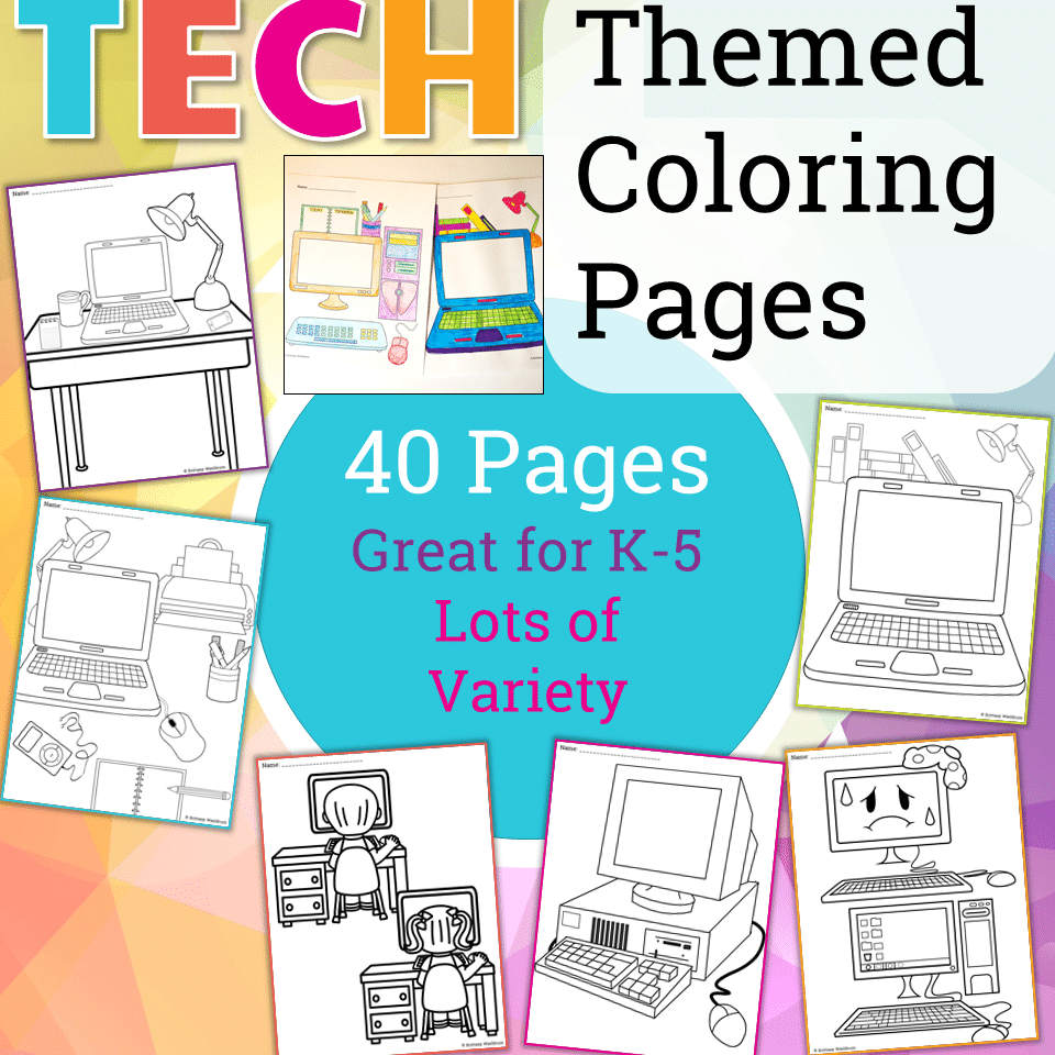 Technology themed coloring pages