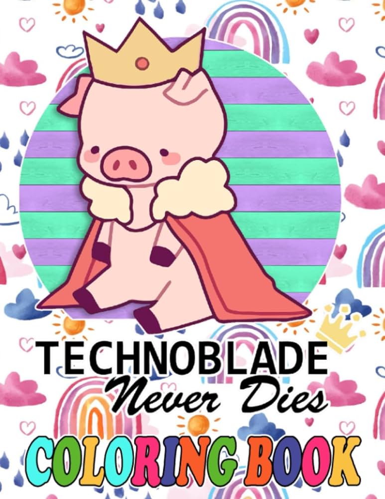 Technoblade louring book cute character for fan men teen women kid loring book with high quality loring pages a jumbo louring for kids ages