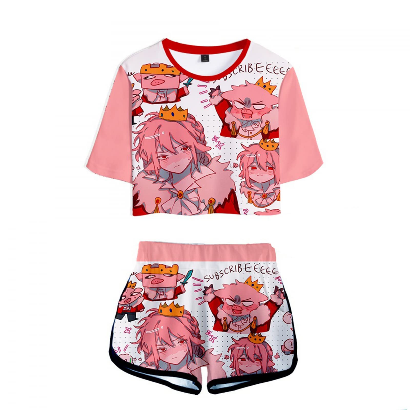 Technoblade d printed sets anime technoblade piece activewear sets casual summer short sleeve crop short sleeve shorts t