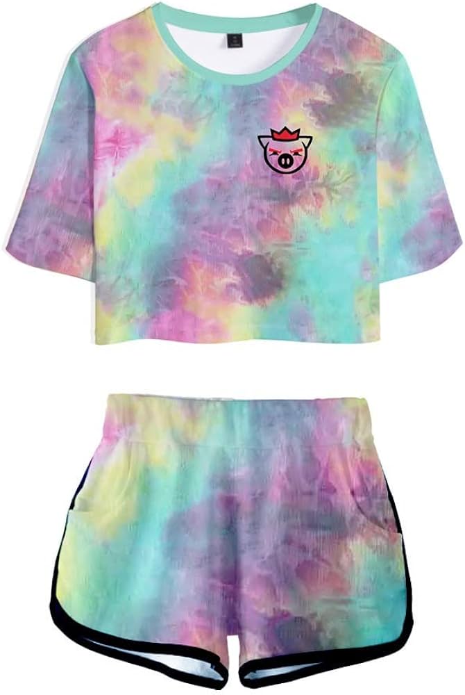 Technoblade d printed sets anime technoblade piece activewear sets casual summer short sleeve crop short sleeve shorts t