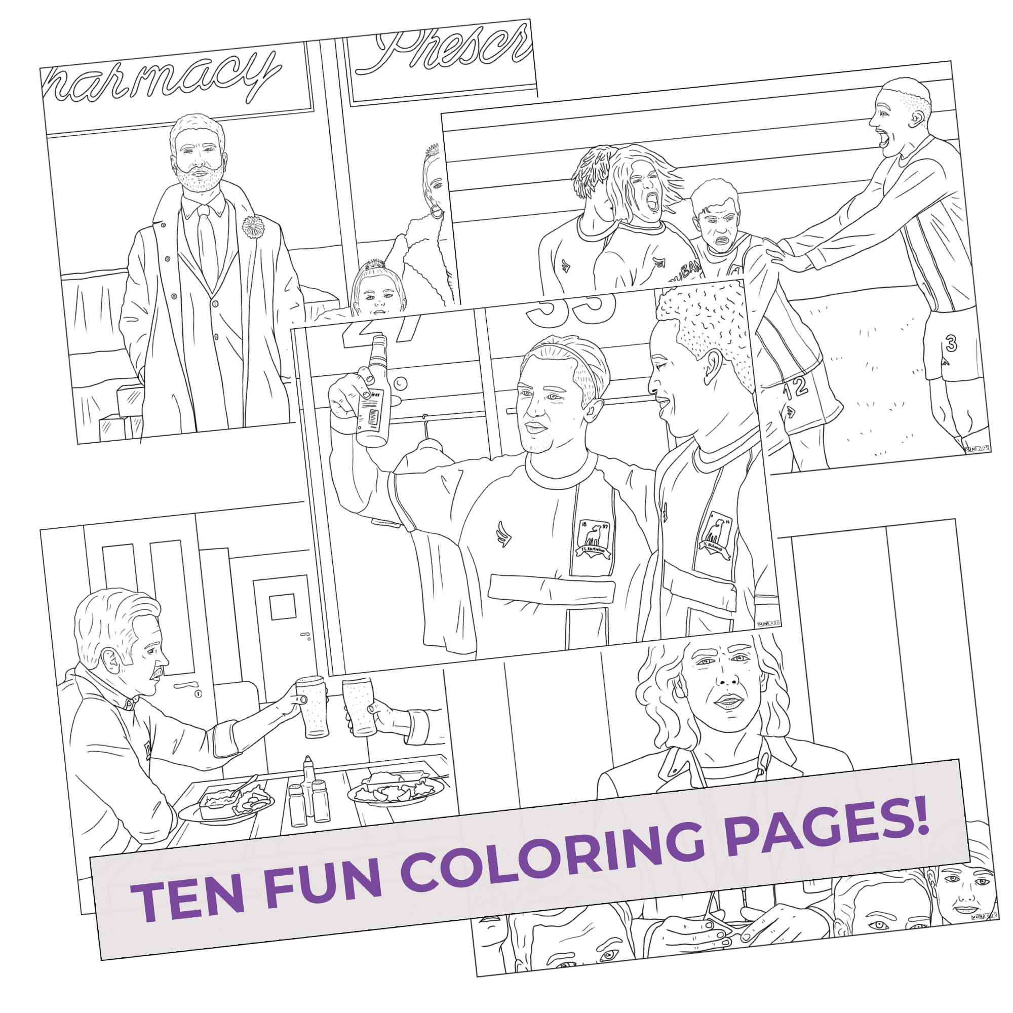 Ted lasso inspired coloring pages pack â pop colors