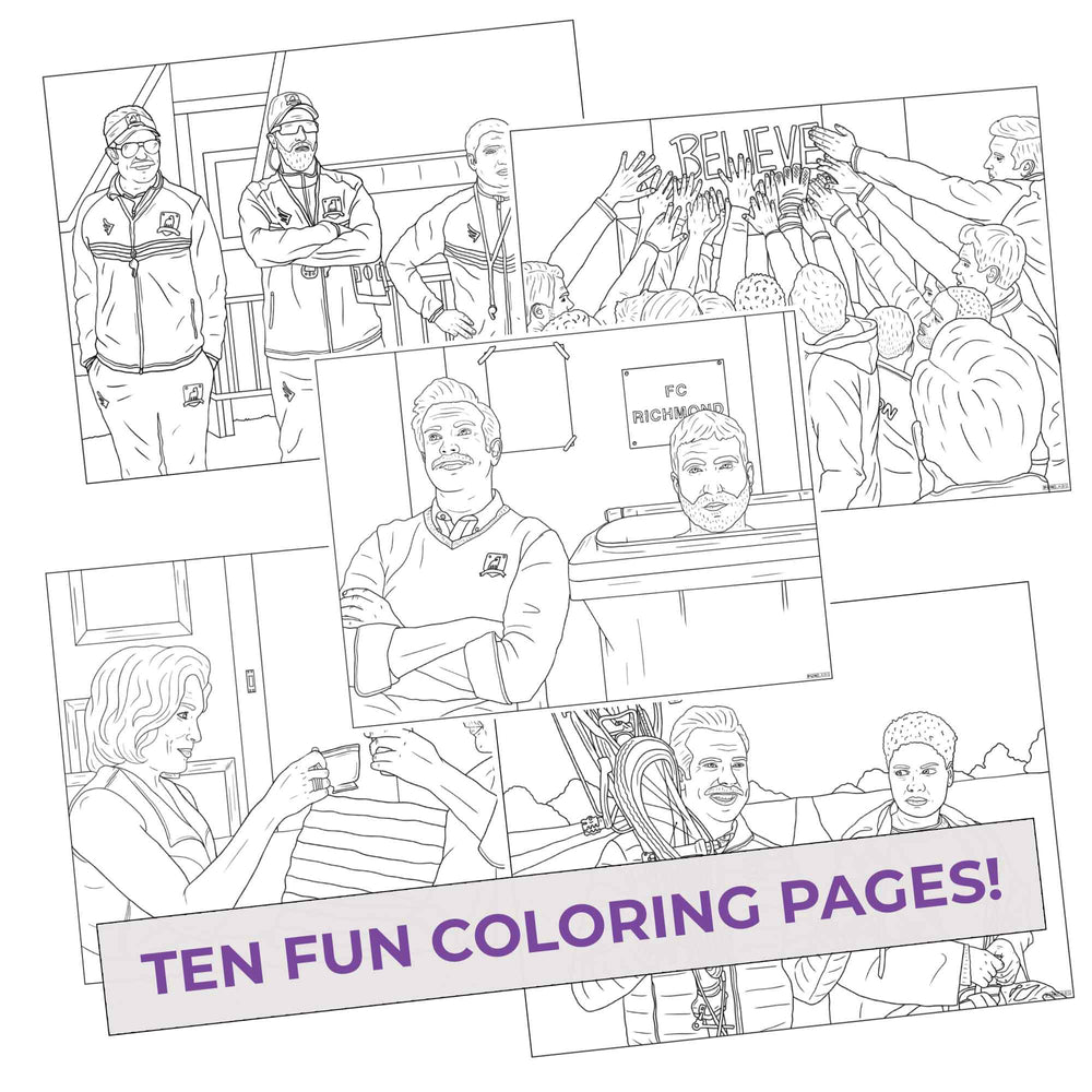 Ted lasso inspired coloring pages pack â pop colors