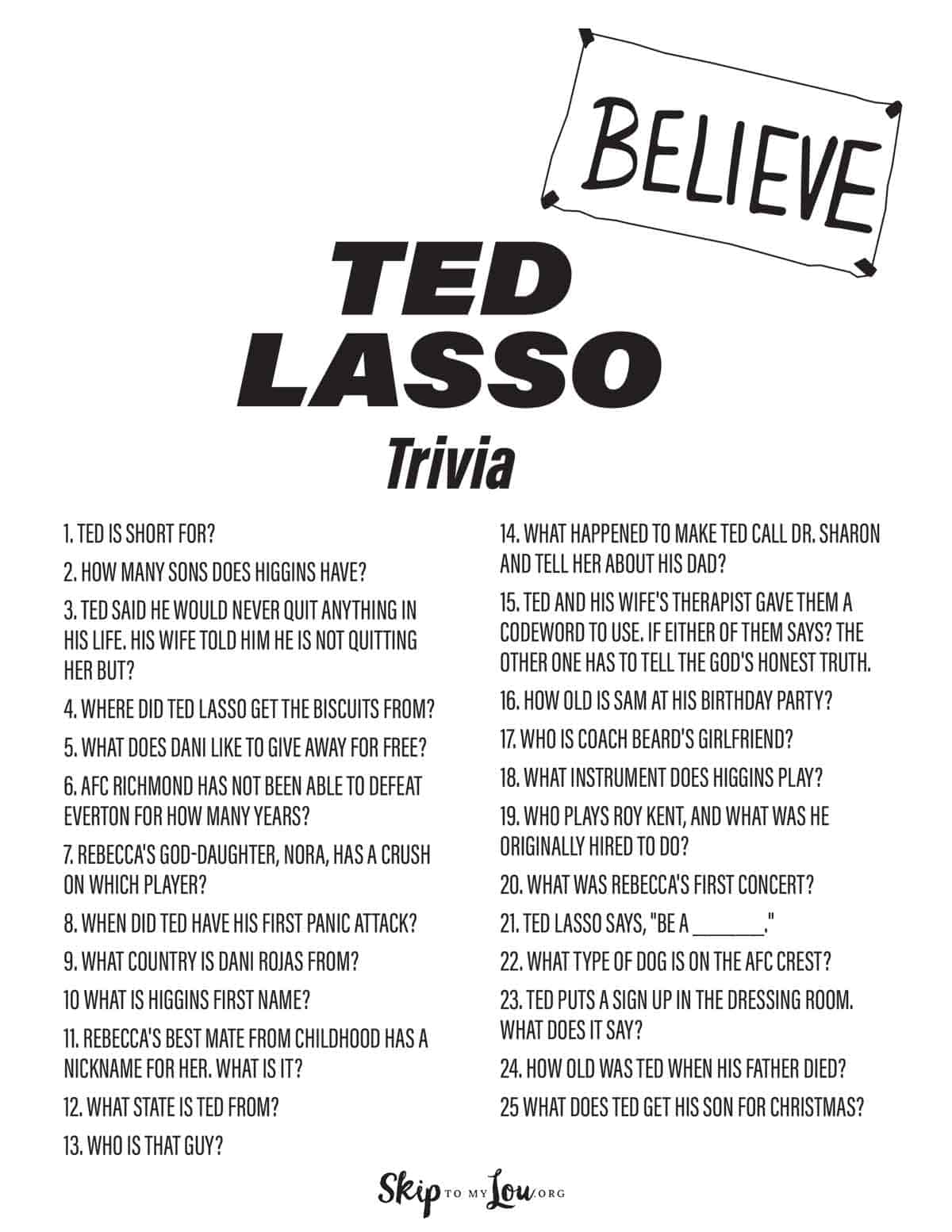 Ted lasso trivia skip to my lou