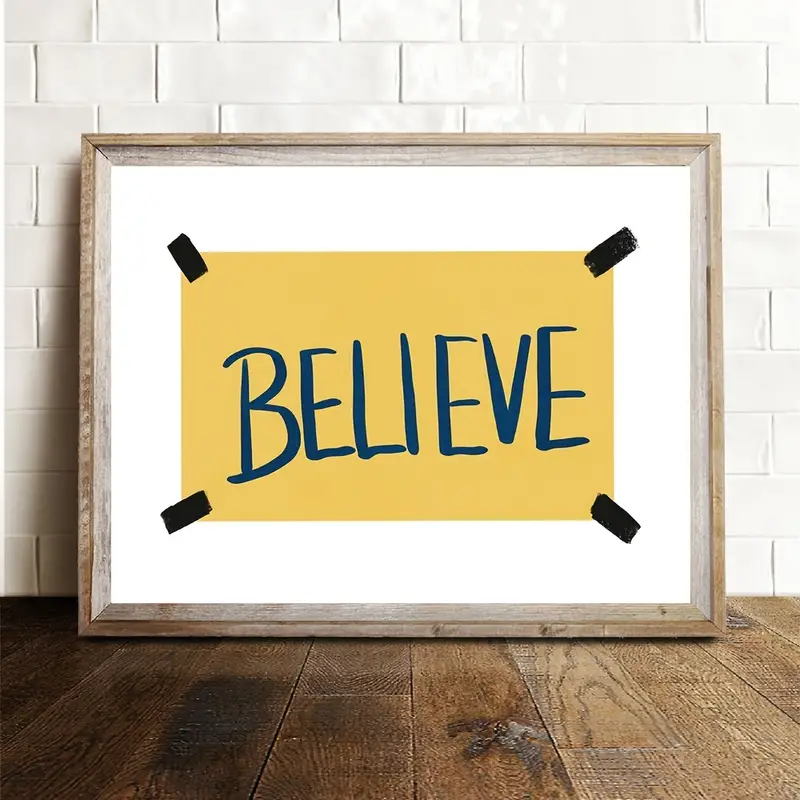 Pc ted lasso quote prints yellow believe sign poster inspired by lasso wall art canvas painting wall pictures home decor xinchxinch frameless