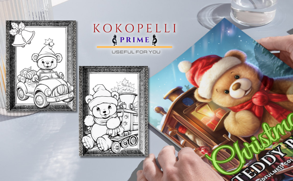 Christmas coloring book teddy bear joy fun mindful stress relief coloring book for all ages by kokopelli torresa books