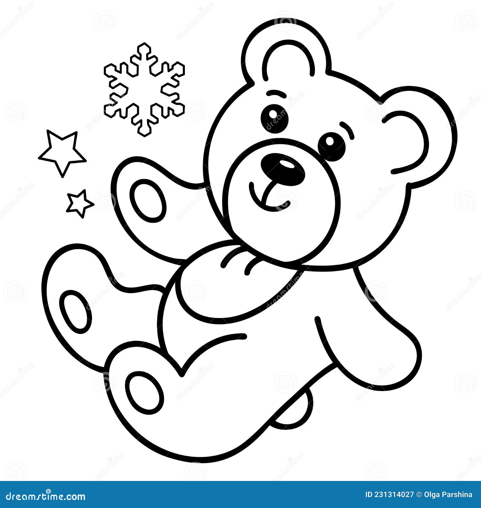 Coloring page outline of little toy teddy bear coloring book for kids stock vector