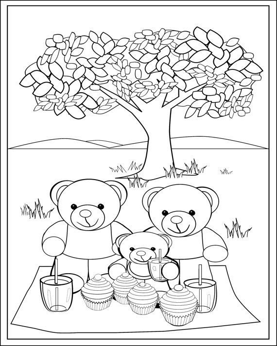 Fun teddy bear picnic colouring page for kids printable teddy bear picture to download prinâ bear coloring pages teddy bear coloring pages teddy bear pictures