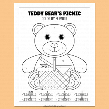 Teddy bear picnic day activities math color by number