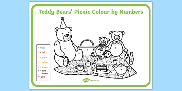 Teddy bear picnic louring pages printable