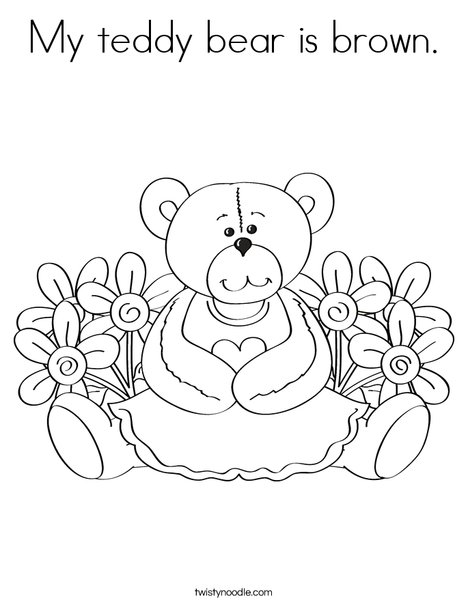 My teddy bear is brown coloring page