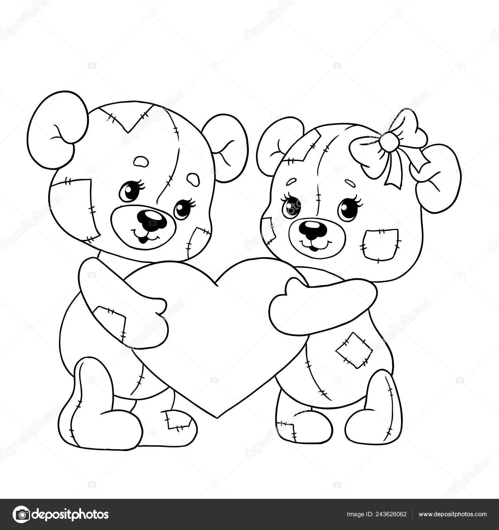 Cute bear cubs heart teddy bears valentines day vector illustration stock vector by hibou