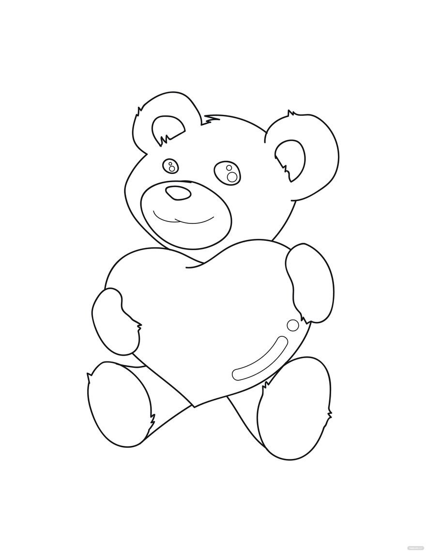 Free bear with heart coloring page