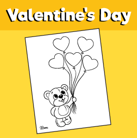 Teddy bear holding a heart coloring page â minutes of quality time