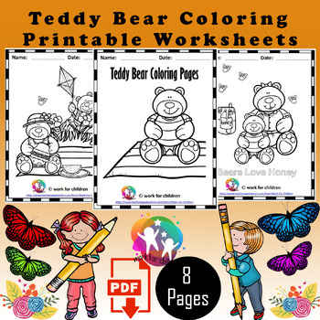 Teddy bear coloring pages by work for children tpt