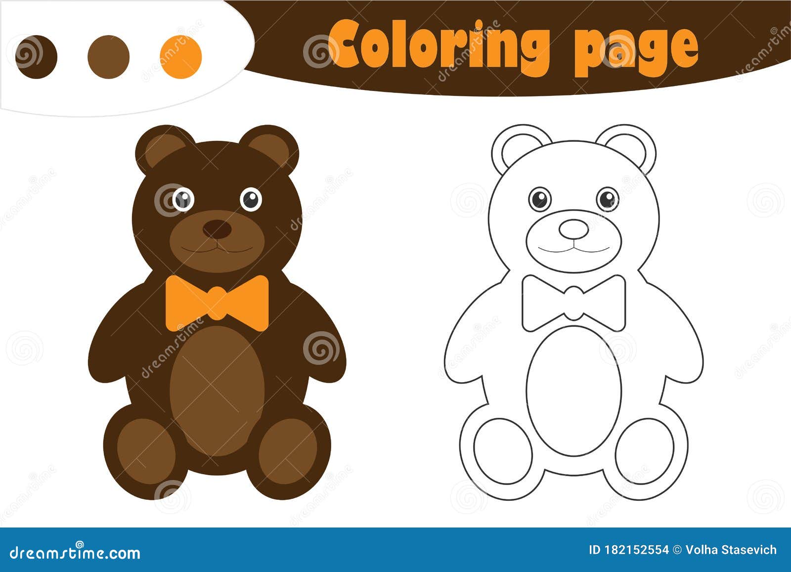 Toy bear in cartoon style coloring page education paper game for the development of children kids preschool activity printable stock illustration