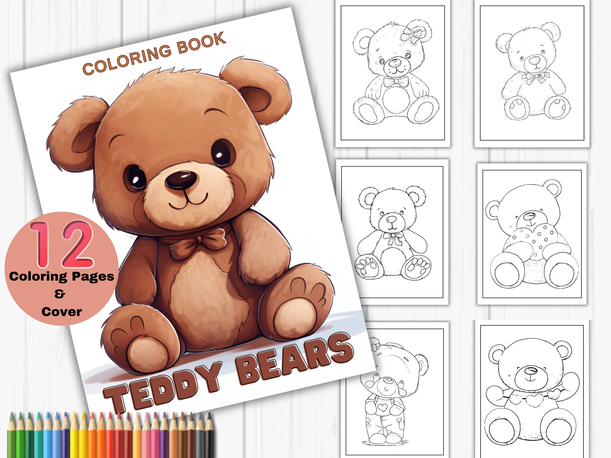 Teddy bear coloring pages coloring sheets for kids bear theme kids party preschool activity instant download instant download