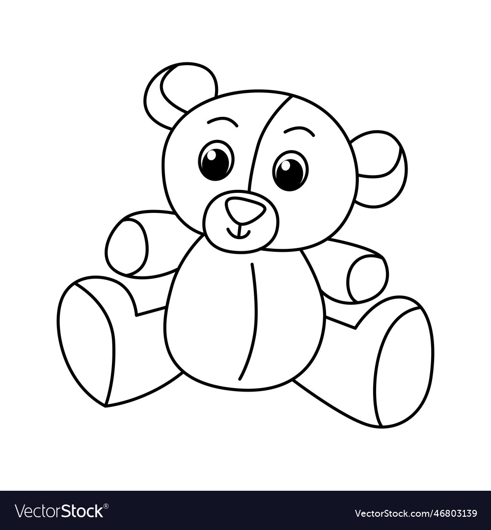 Teddy bear cartoon coloring page for kids vector image