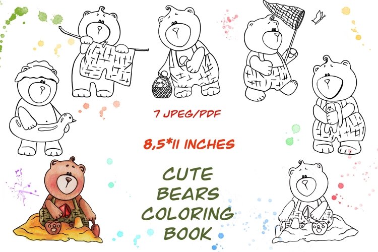 Teddy bear coloring book kids coloring pages jpeg pdf