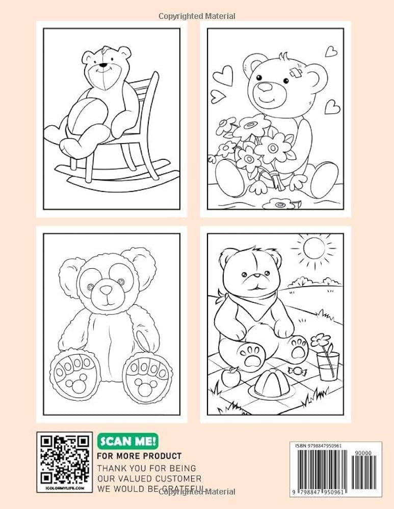 Teddy bear coloring book collection of cute bear coloring pages for kids and toddlers gifts to unwind and have fun time franco dylan franco books