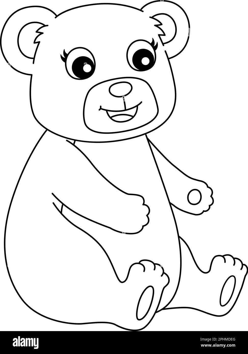 Sitting teddy bear isolated coloring page for kids stock vector image art