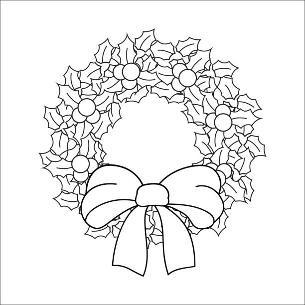 Christmas wreath coloring page stock illustrations royalty