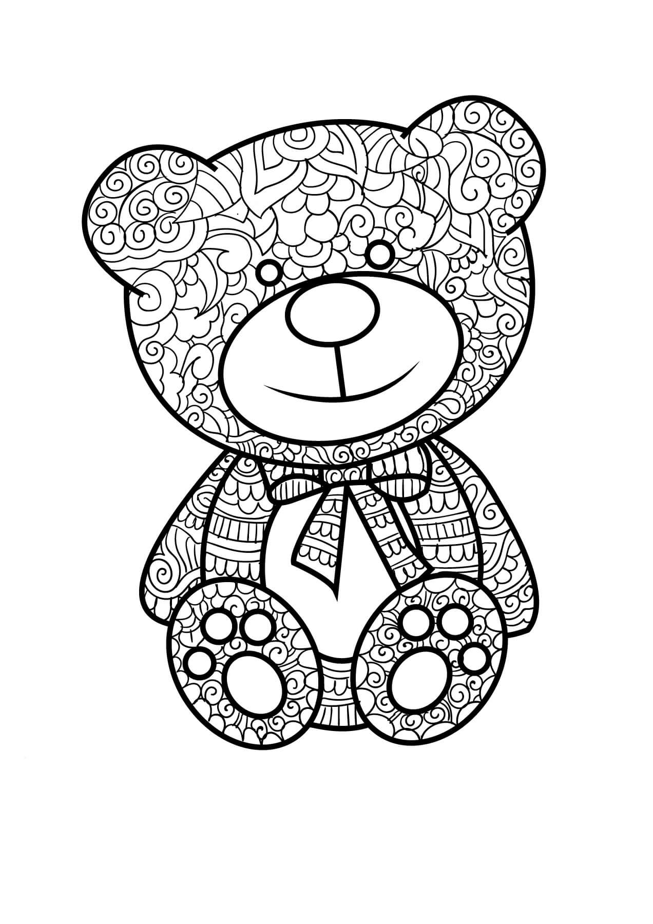 Zentangle teddy bear coloring page