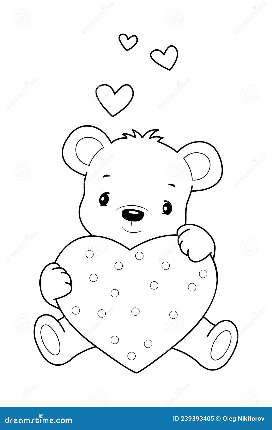 Teddy bear black and white outline illustration coloring book or page for kids stock vector