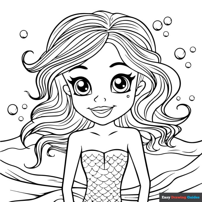 Teen mermaid coloring page easy drawing guides