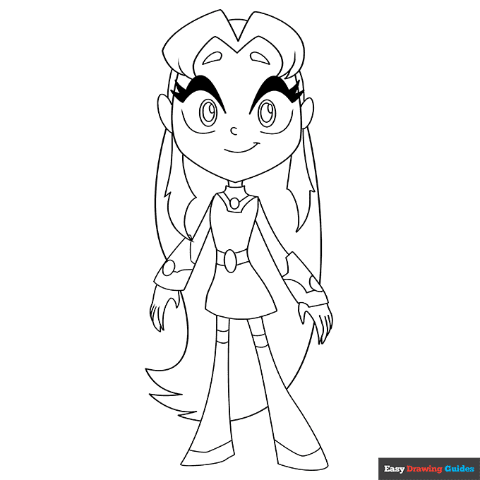 Starfire from teen titans coloring page easy drawing guides