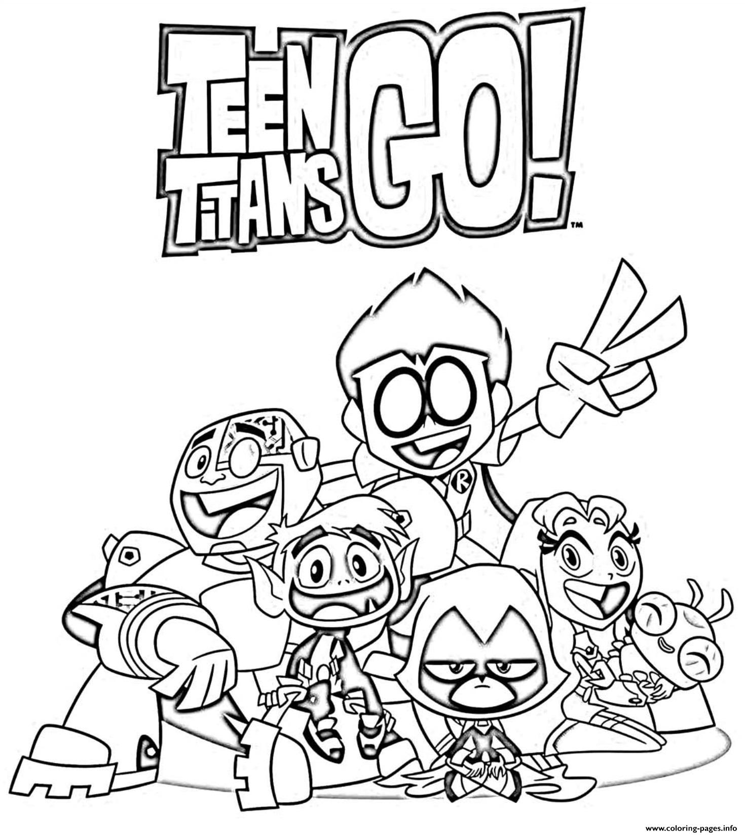 Teen titans go cartoon coloring page printable