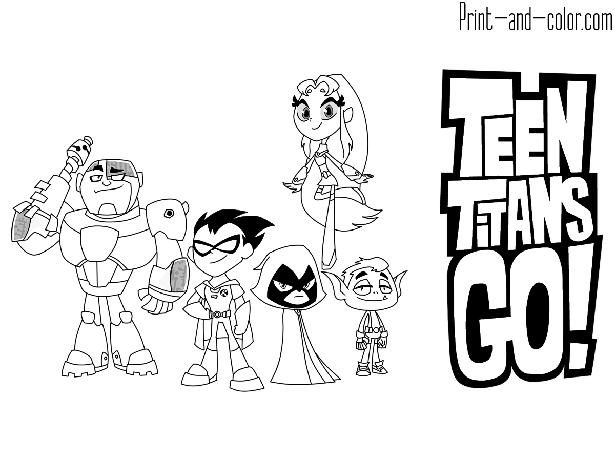 Colorful teen titans go coloring page