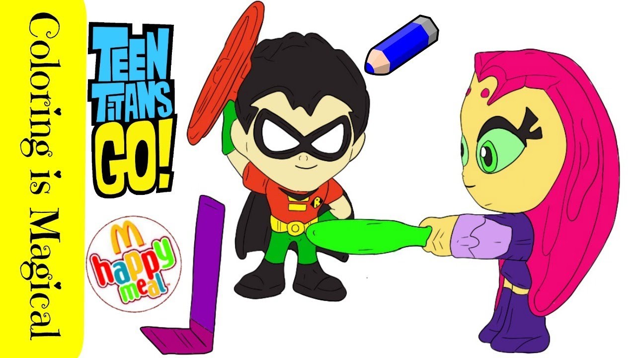 Robin starfire teen titans go coloring page mcdonalds happy meal toys coloring for kids ttg dc