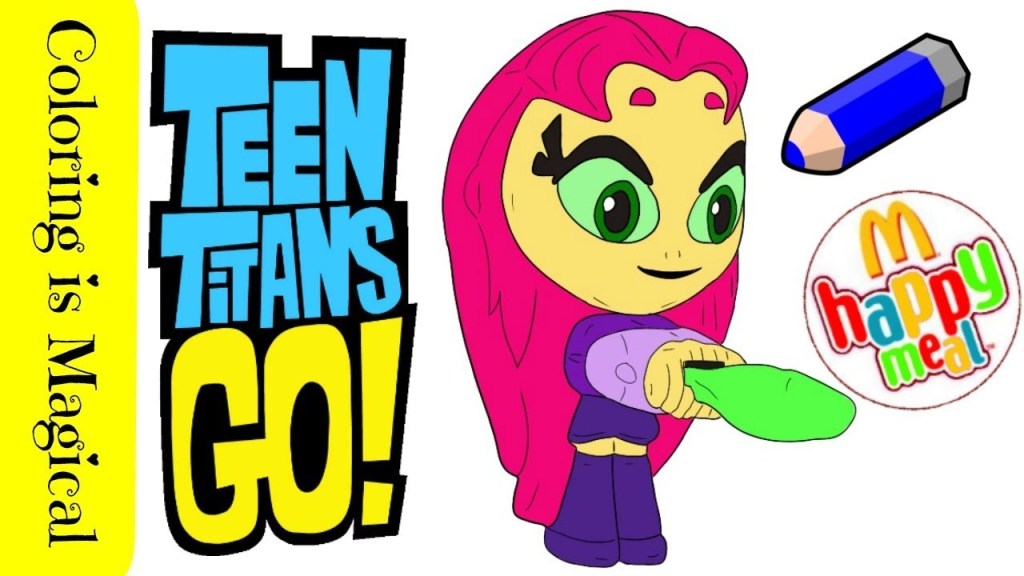 Starfire teen titans go mcdonalds happy meal toy coloring page video cartoon network dc ics