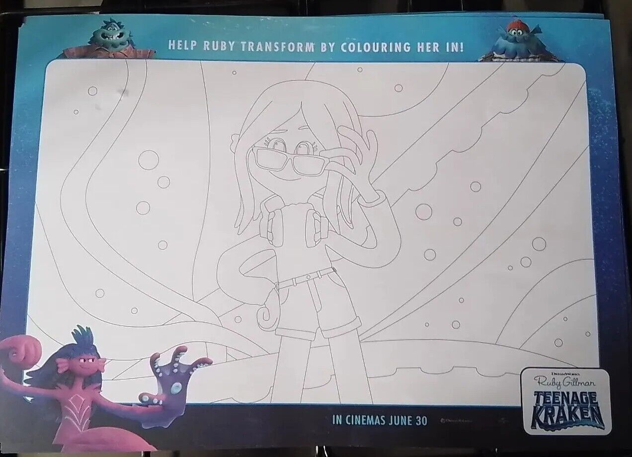 Ruby gillman teenage kraken cinema activity sheet a size