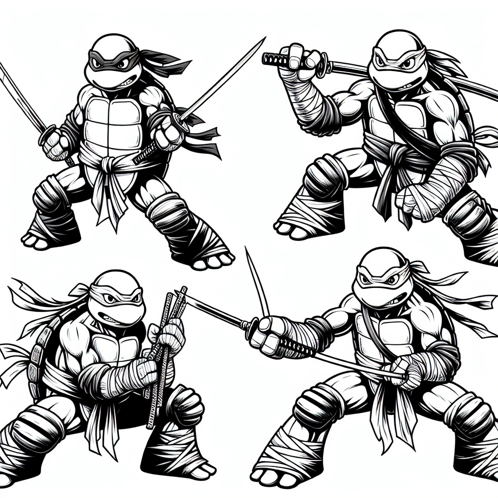 Ninja turtles coloring pages â custom paint by numbers