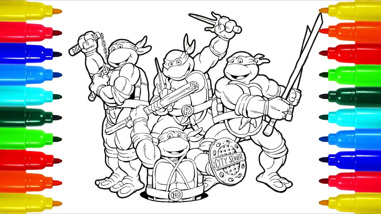 Teenage mutant ninja turtles coloring pages colouring pages for kids with colored markers