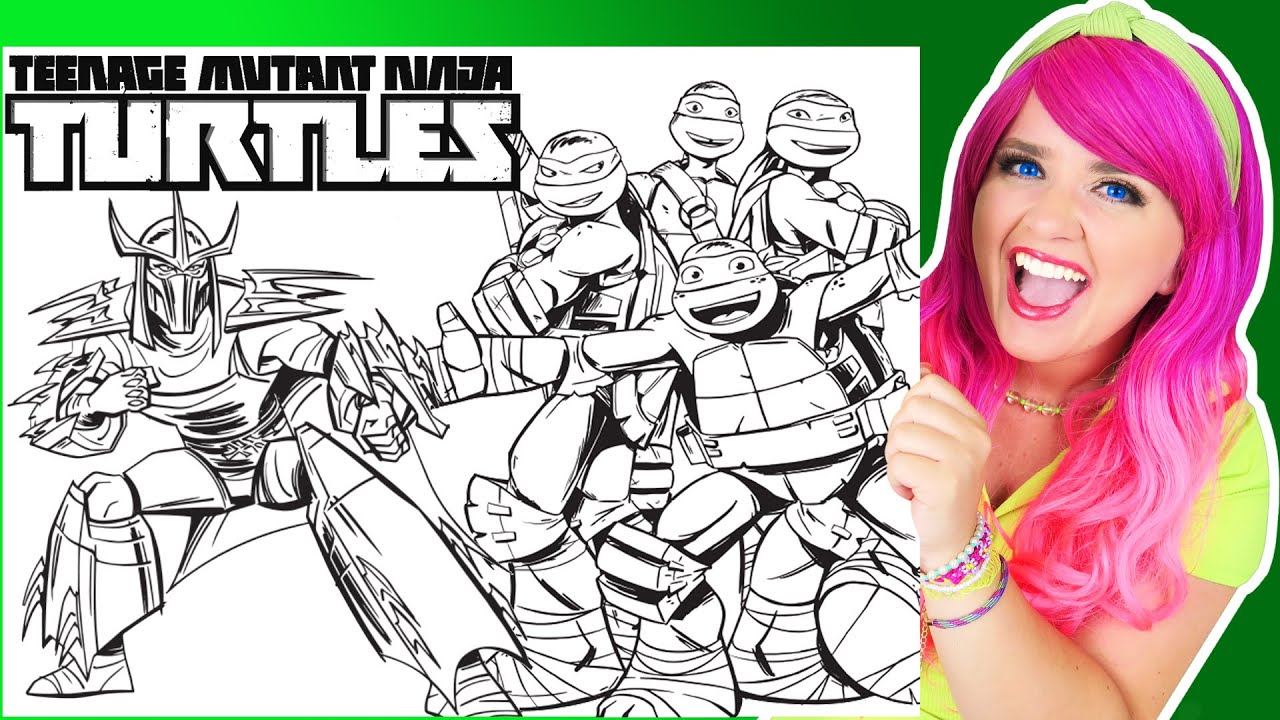 Coloring ninja turtles giant coloring pages tnt turtles shredder crayola crayons