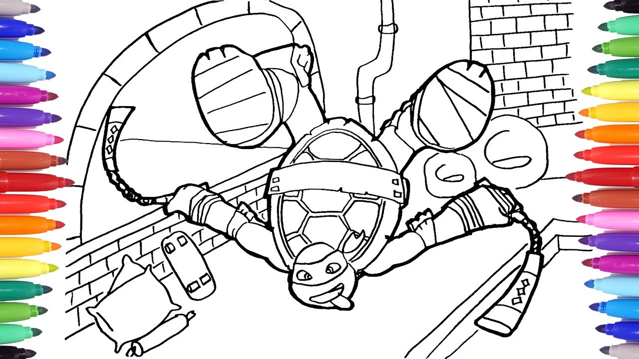 How to draw mikey from tmnt watch and learn teenage mutant ninja turtles coloring pages for kids