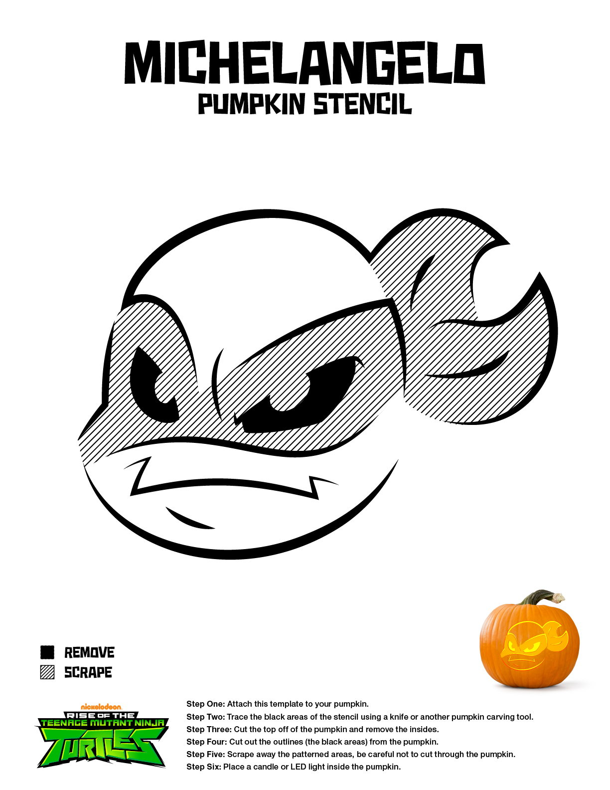 Teenage mutant ninja turtles tmnt michelangelo free pumpkin stencil