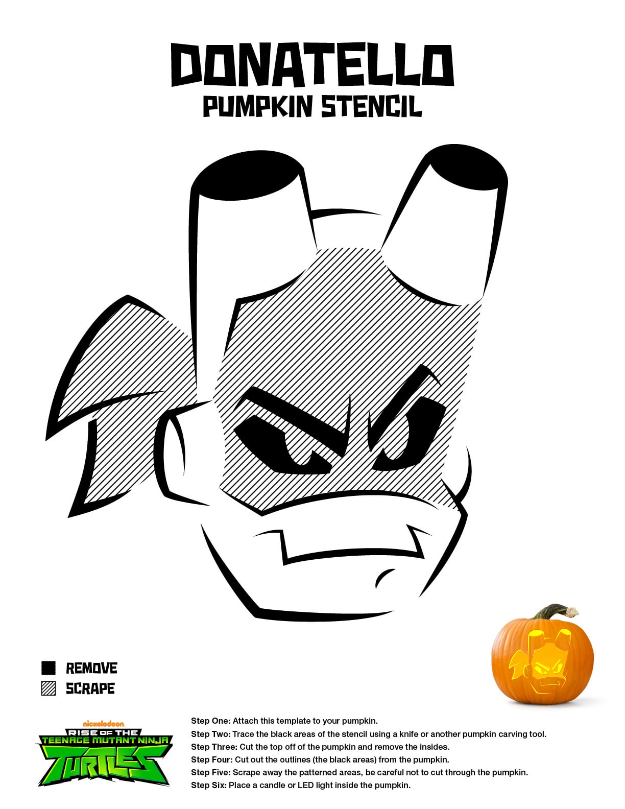 Teenage mutant ninja turtles tmntdonatello free pumpkin stencil