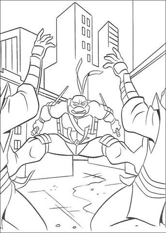 Raphael kicks foot clan ninjas coloring page free printable coloring pages