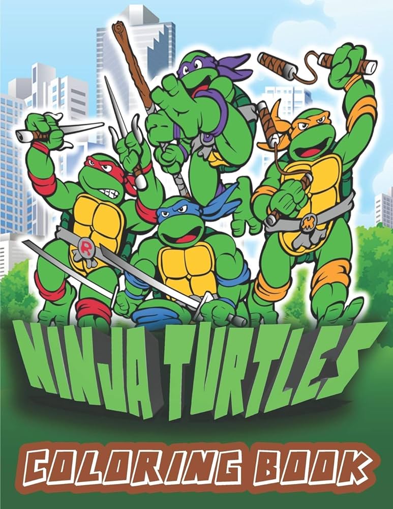 Ninja turtles coloring book amazing coloring pages with relaxing ninja turtles coloring book with beautiful glossy cover books