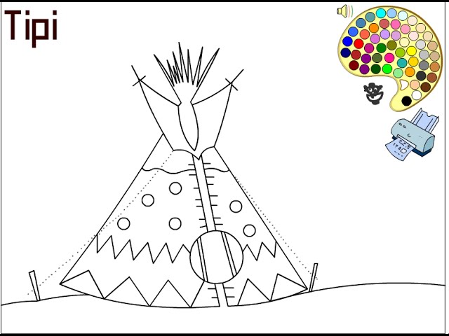 Teepee coloring pages for kids