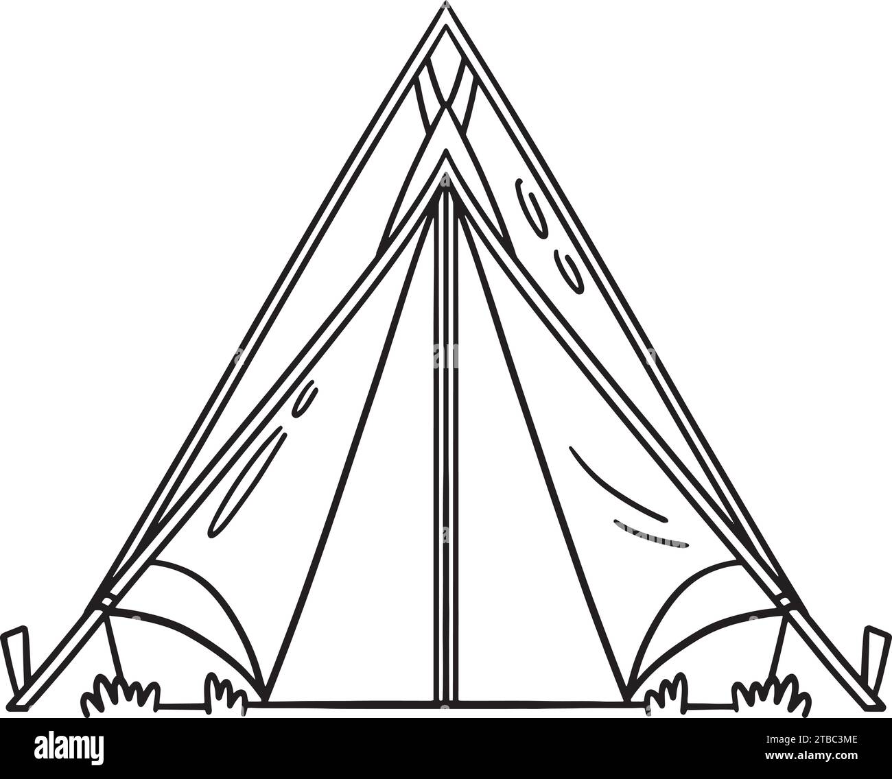 Camping tent isolated coloring page for kids stock vector image art