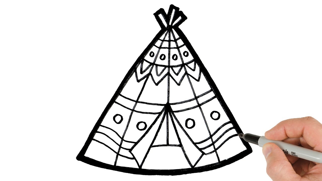 How to draw teepee tent easy things drawing