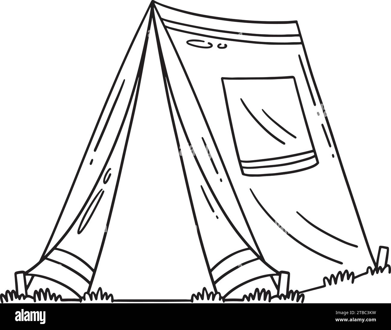 Camping tent isolated coloring page for kids stock vector image art