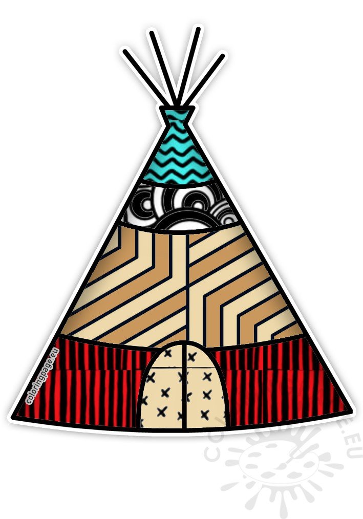 Colorful teepee coloring page